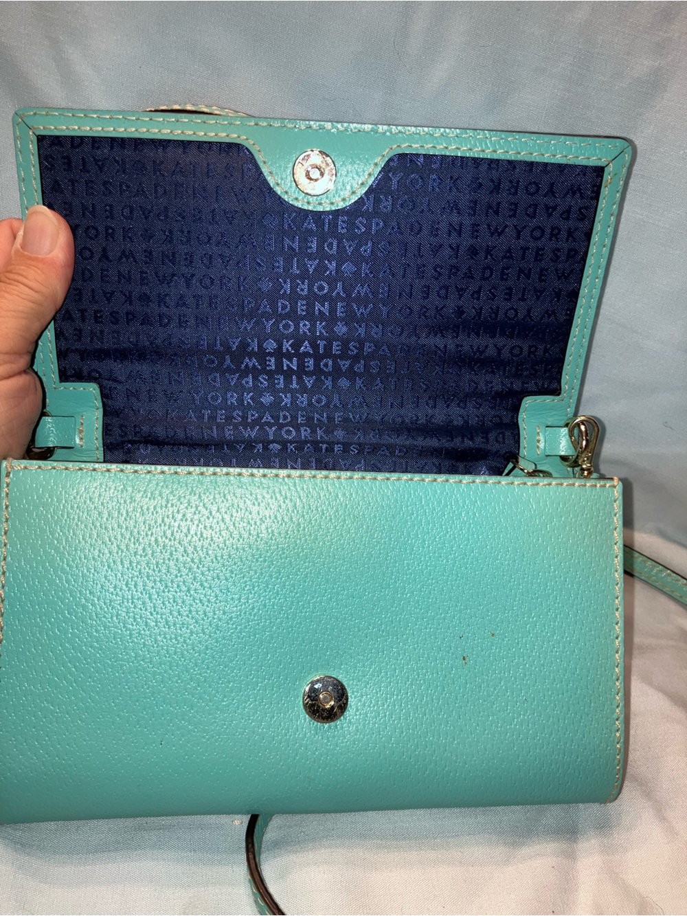 kate spade turquoise pebbled leather crossbody bag teal - Picture 3 of 11